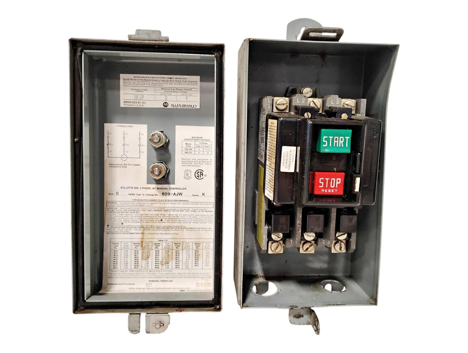 Allen-Bradley 609-AJW Ser K Size 0 Starter in NEMA 12 IP54 Enclosure