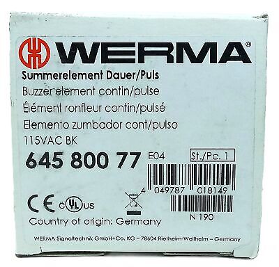 WERMA 645.800.77 115 V AC 85 dB Buzzer Element at 1.8 kHz Tone Frequency