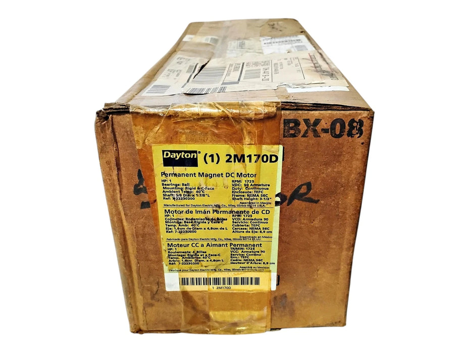 Dayton 2M170D 90 V DC 1 HP 1725 RPM TEFC 56C Permanent Magnet DC Motor