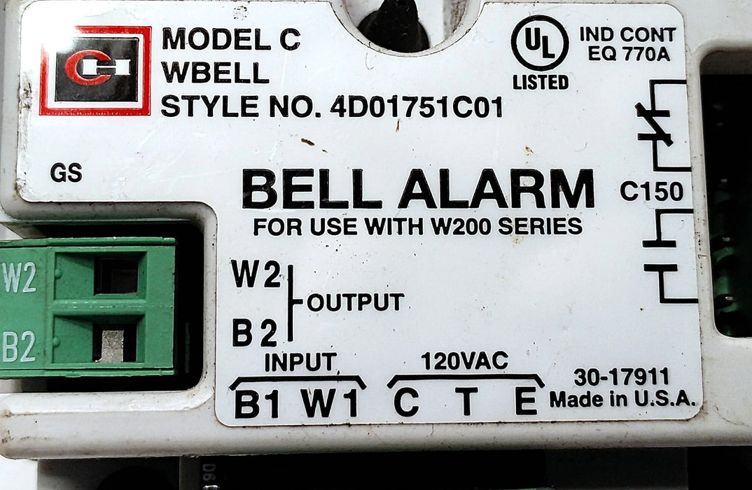 Cutler-Hammer 4D01751C01 Model C 120 V AC Bell Alarm for use with W200 Series