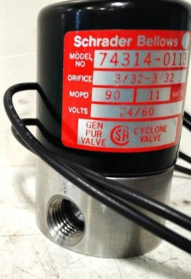 Schrader Bellows 74314-0113 24 V DC 3-Way Cyclone Direct Acting Solenoid Valve
