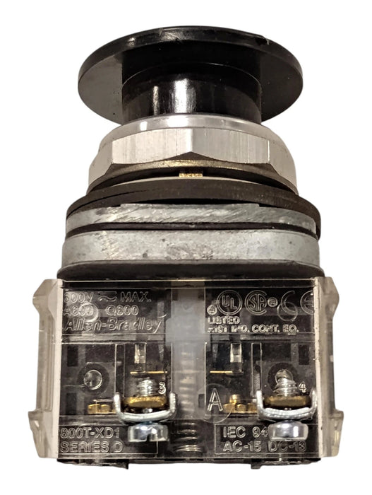 Allen-Bradley 800T-D2D1 Series T 30.5 MM Pushbutton w/ Mushroom Black Head