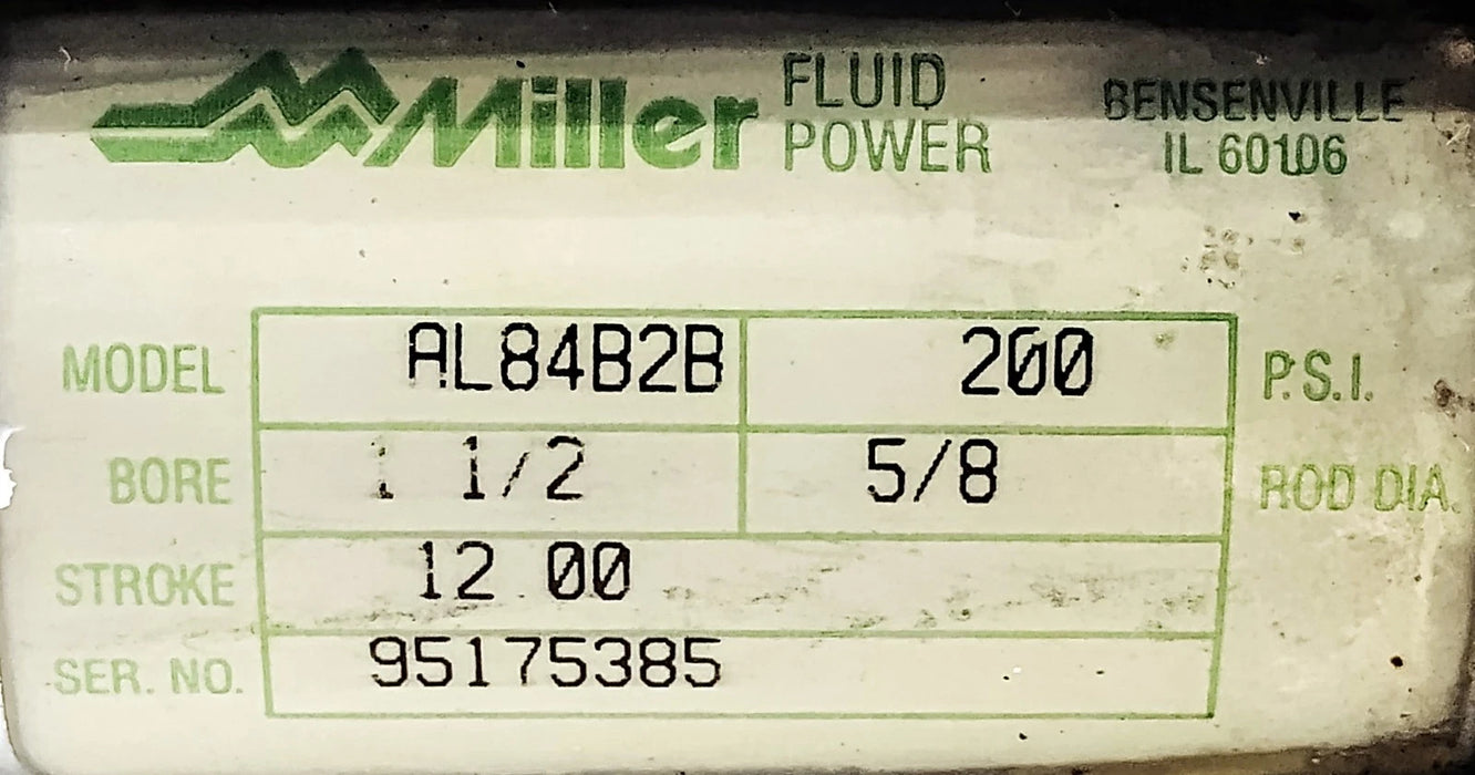Miller Fluid Power AL84B2B 200 psi Pneumatic Cylinder