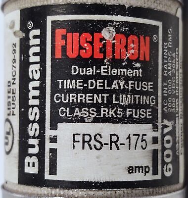 Bussmann FRS-R-175 FUSETRON 600V 175A Class RK5 Current-Limiting Time-Delay Fuse