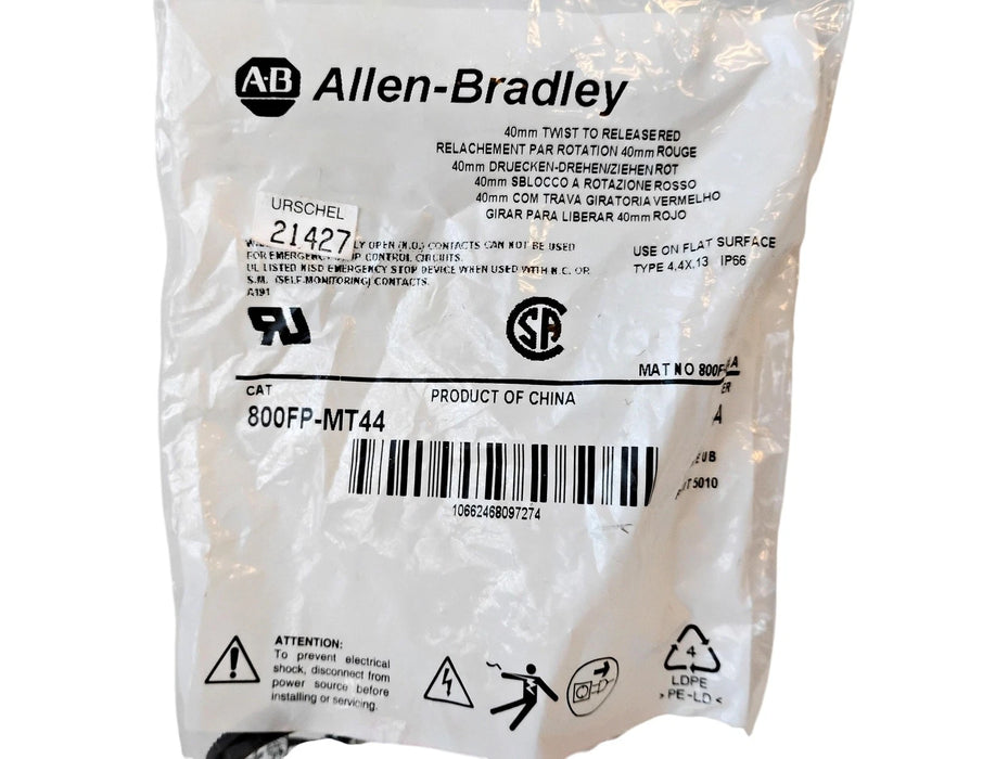 Allen-Bradley 800FP-MT44 40mm Red Twist to Release Operator Switch