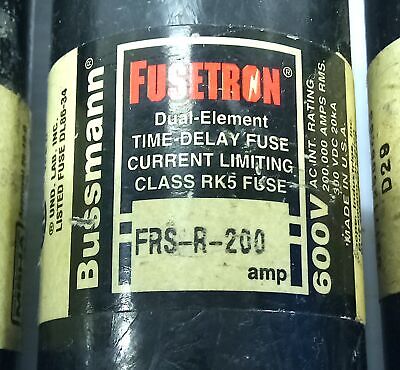 Bussmann FRS-R-200 600 V AC 200A Current Limiting Time-Delay Fuse