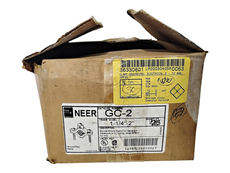 Appleton NEER GC-2 1-1/4"-2" Bronze Ground Clamp for Galvanized Waterpipe or CU
