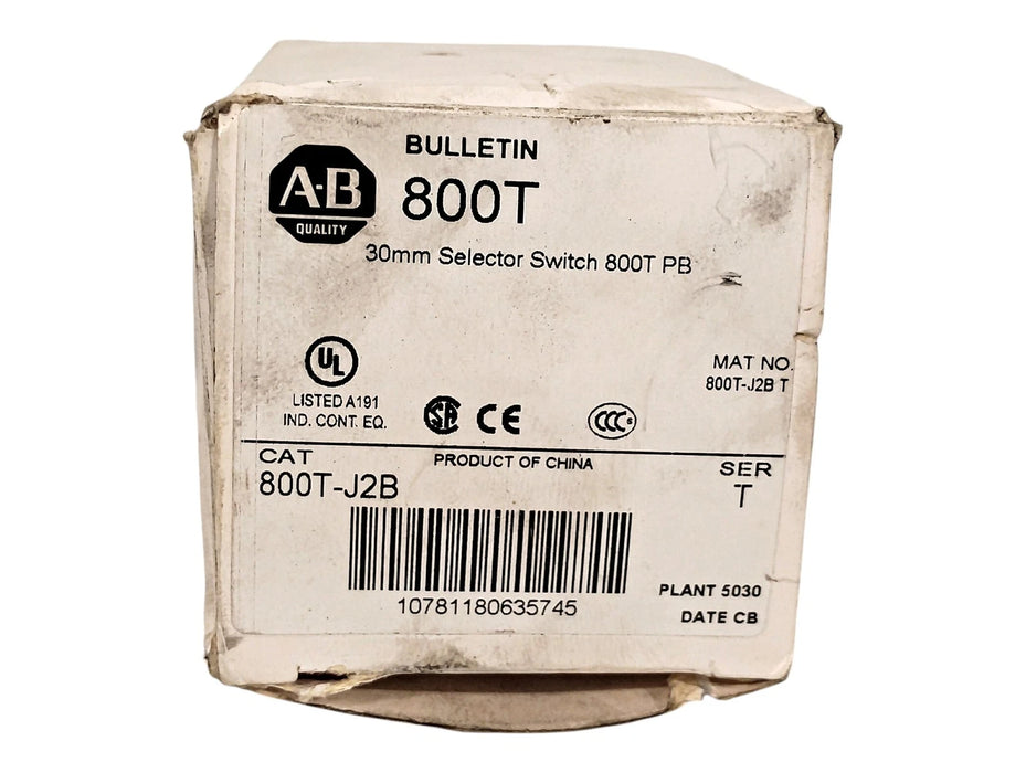 Allen-Bradley 800T-J2B Ser T 600 V AC/DC 10 A 3-Position 30 mm Selector Switch
