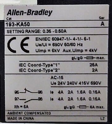 Allen-Bradley 193-KA50 Overload Protection Relay