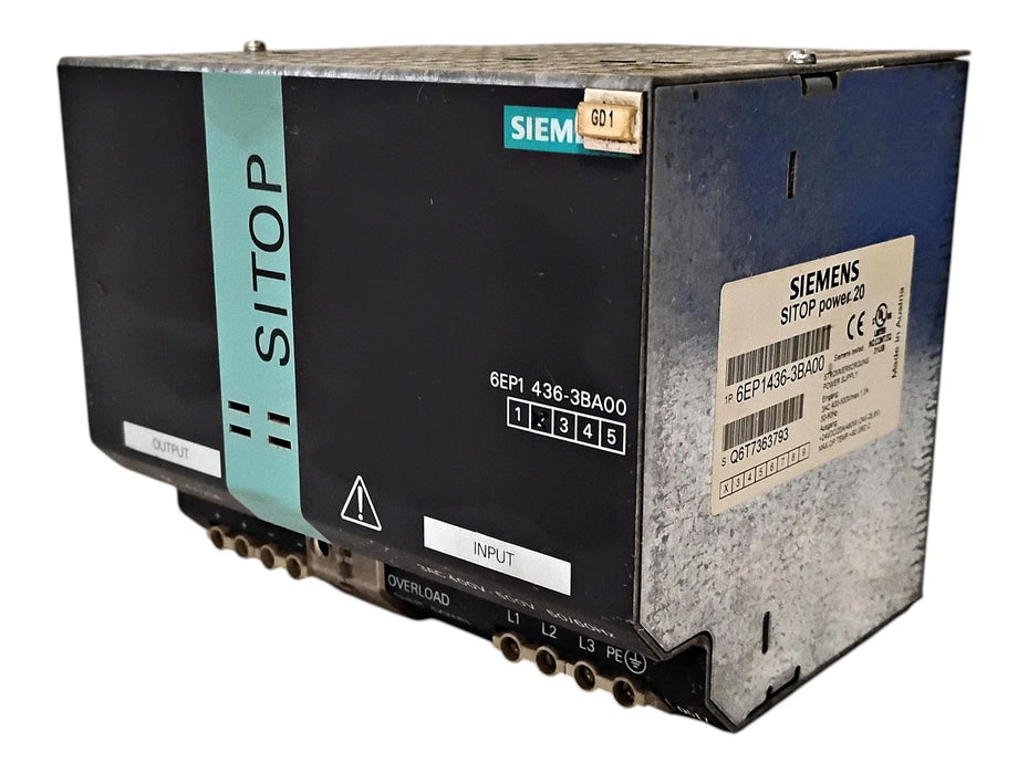Siemens 6EP1436-3BA00 400-500 V AC 24 V DC 480 W SITOP Power 20 Power Supply