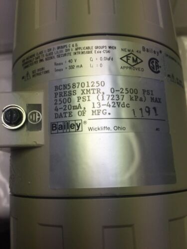 Bailey BCN58701250 Pressure Transmitter