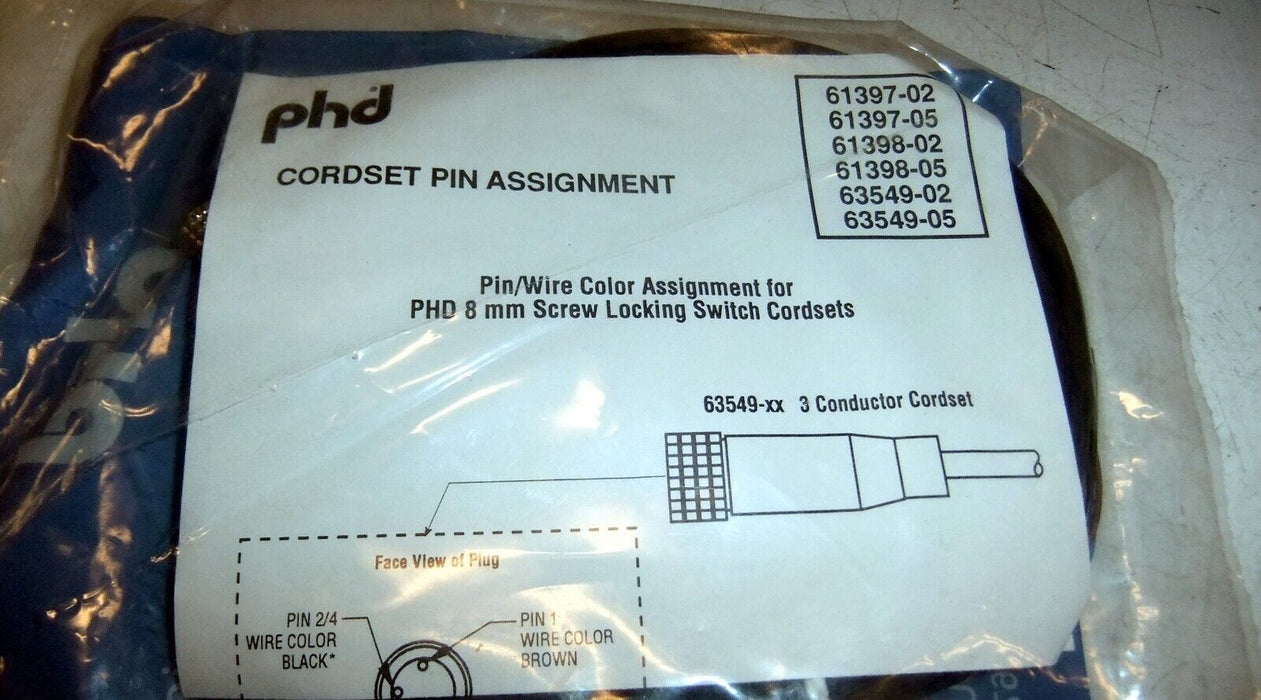 PHD 63549-02 Cordset 2M 63549-02 Quick Disconnect