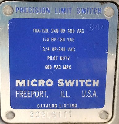 Micro Switch 202LS111 120, 240 or 480 V AC 10 A Precision Limit Switch