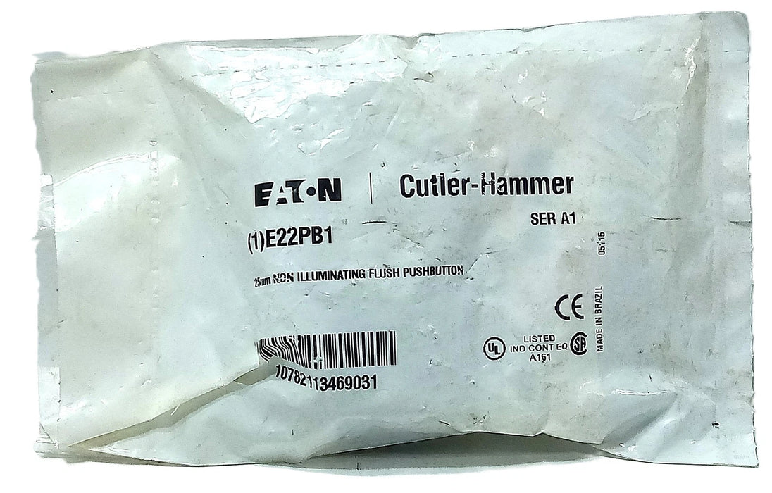 Eaton E22PB1 Black 25 mm Flush Momentary Pushbutton