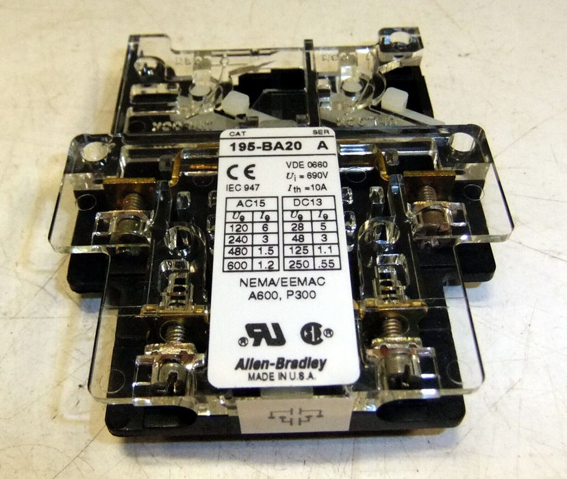 Allen-Bradley Auxiliary Switch 195-BA20
