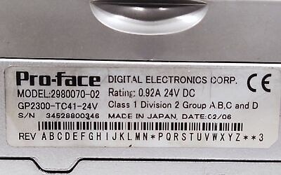 Schneider Electric 2980070-02 PROFACE 6 in LCD Display