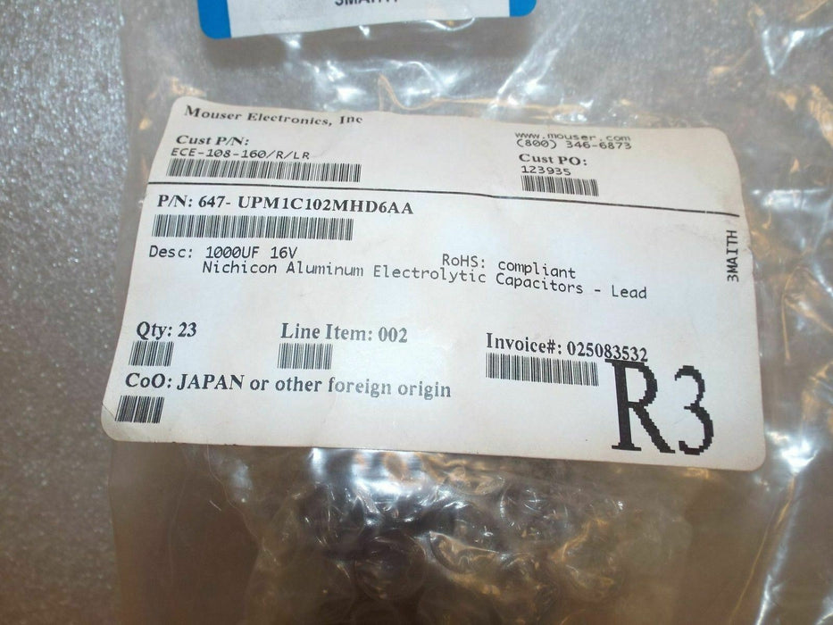 23 Nichicon Aluminum Electrolytic Capacitors 1000UF