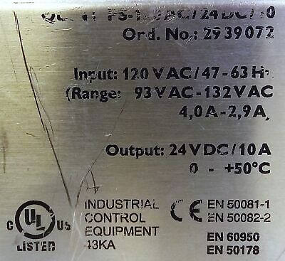 Phoenix Contact QUINT-PS-120AC/24DC/10 QUINT 10 Power Supply