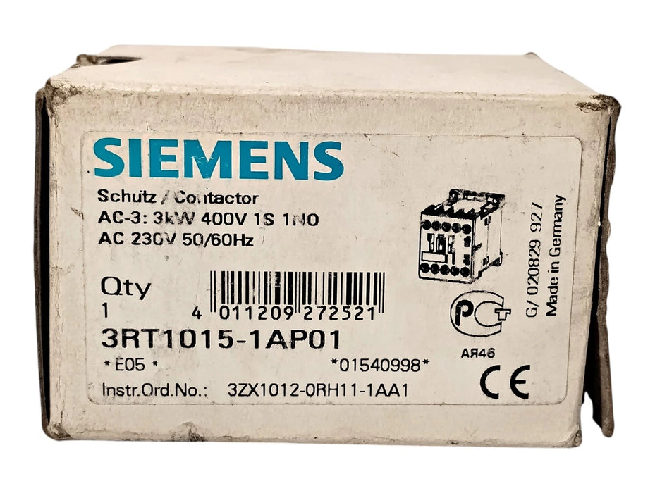 Siemens 3RT1015-1AP01 SIRIUS 7 A Contactor w/ 230 V AC Coil