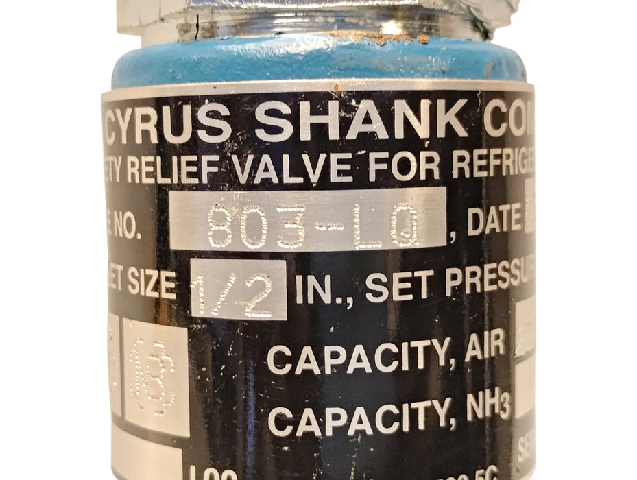 Cyrus Shank 803-LQ 100 psig Relief Valve w/ 1/2 in Inlet and 3/4 in Outlet
