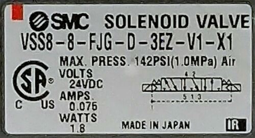 SMC VSS8-8-FJG-D-3EZ-V1-X1 Solenoid Valve