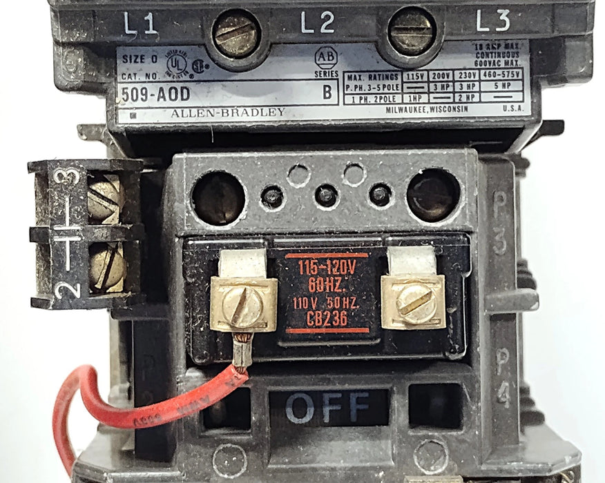 Allen-Bradley 509-AOD Ser B NEMA 0 Full Voltage Non-Reversing Starter