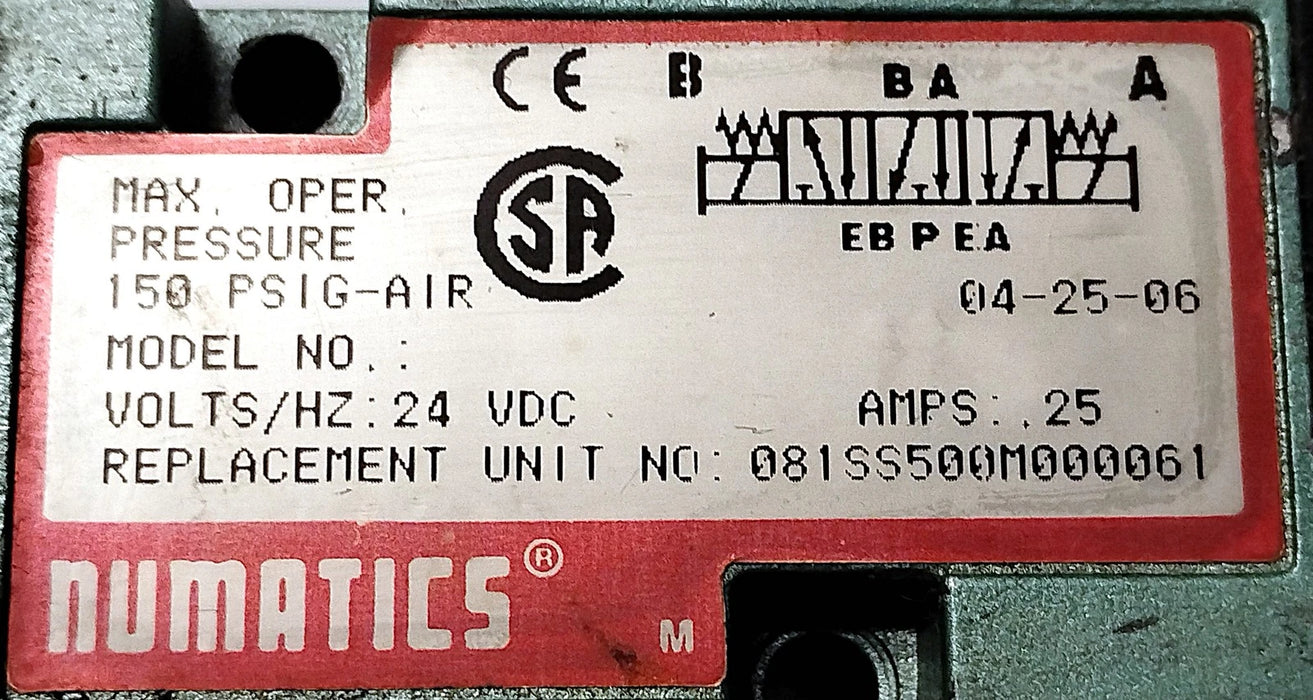 Numatics 081SS500M000061 Pneumatic Solenoid Valve
