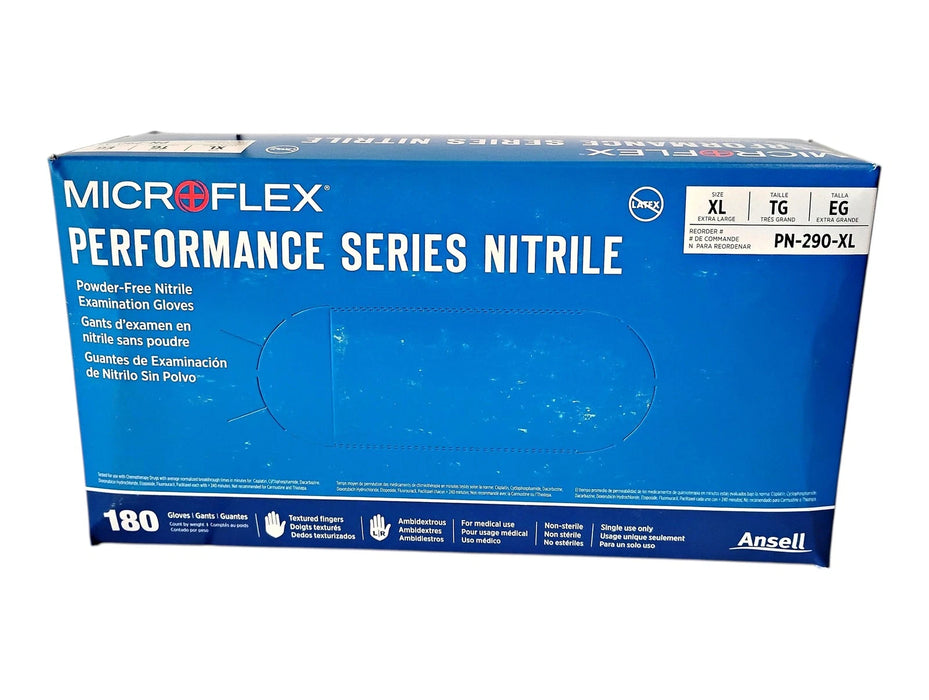 Ansell Microflex PN-290-XL X-Large Powder-Free Performance Series Nitrile Gloves