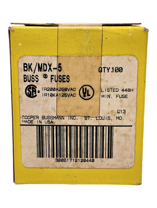 Bussmann MDX-5 250 V AC 5 A Non-Current-Limiting Time-Delay Fuse