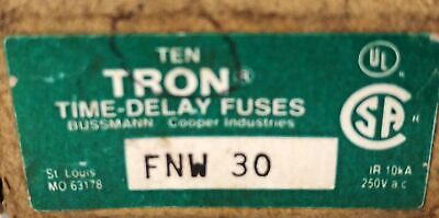 Bussmann FNW-30 250 V AC 30 A Time-Delay Fuses - Lot of 9