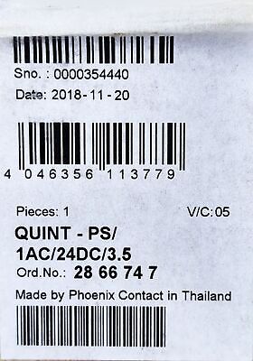 Phoenix Contact QUINT-PS/1AC/24DC/3.5 2866747 PLC Power Supply