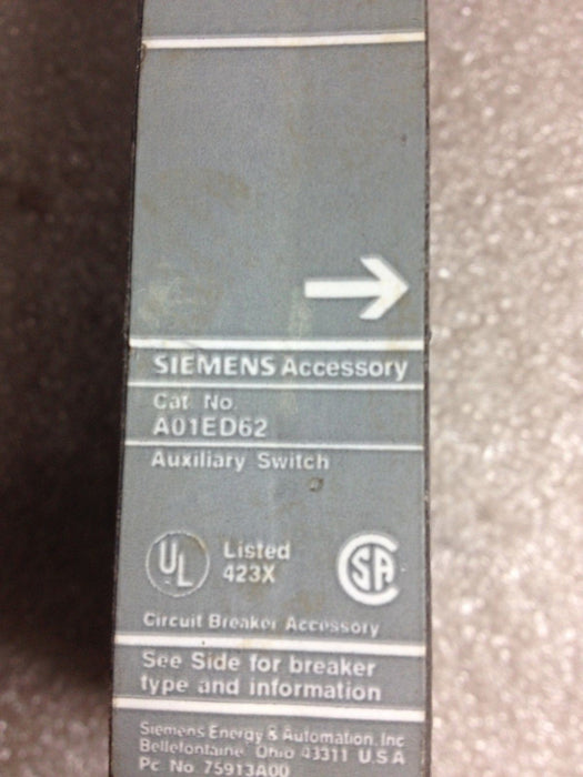 Siemens A01ED62 Auxiliary Switch for EC/ED Frame