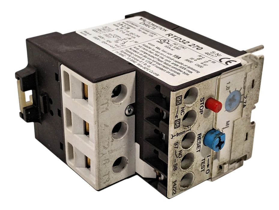 AutomationDirect RTD32-270 1.8-2.7 A Adjustable Overload Protection Relay