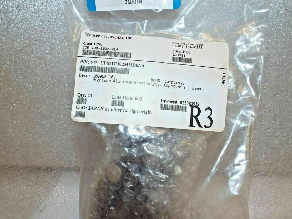 23 Nichicon Aluminum Electrolytic Capacitors 1000UF