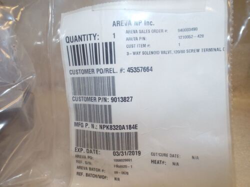ASCO NPK8320A184E VALVE SOLENOID