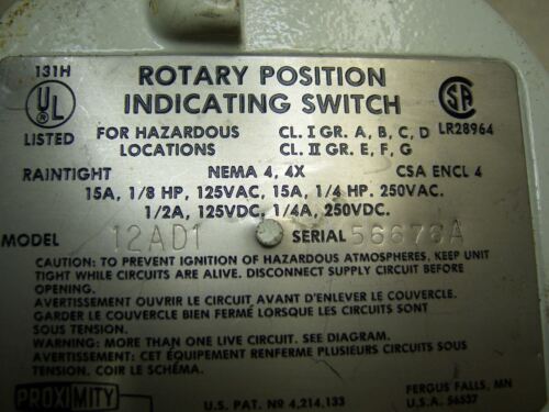 Proximity Rotary Position Indicating Switch 12AD1