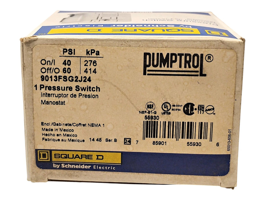 Square D 9013FSG2J24 40-60 psi Adjustable Differential Water Pump Switch