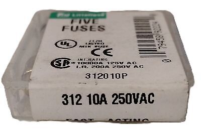 Littelfuse 312010P 250 V AC 10 A Fast Acting Glass Fuses - Lot of 25