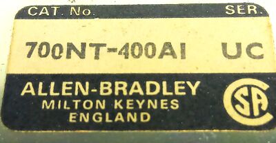 Allen-Bradley 700NT-400A1 Electrically Held Relay w/ 110/120 V AC Coil