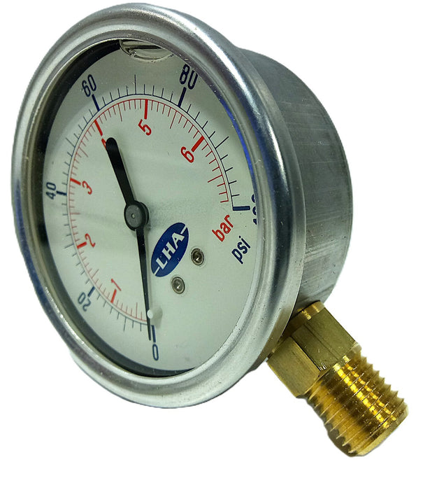 LHA PGL-A-63-N-B-100-S 0-100 psi Glycerin Filled Air Pressure Gauge