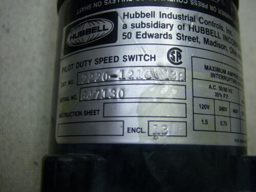 Hubbell Pilot Duty Speed Switch 2220-121CC13S