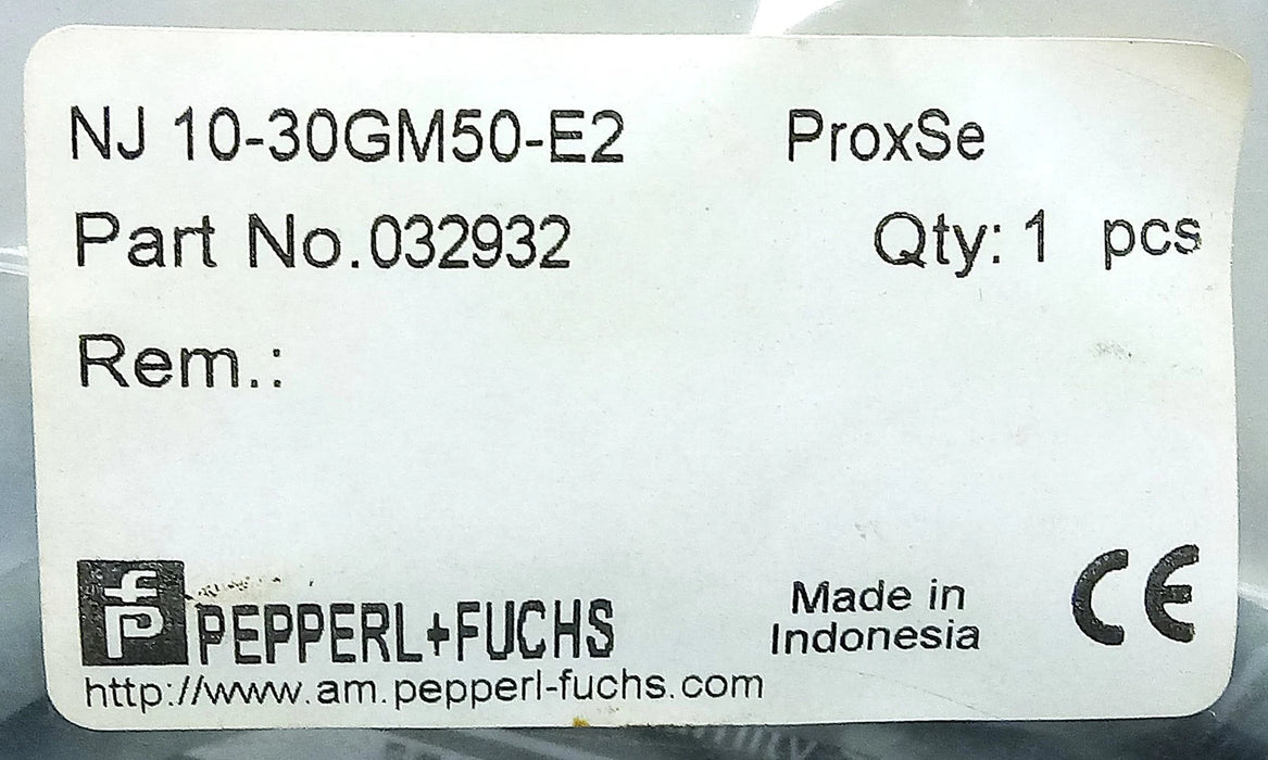 Pepperl Fuchs NJ-10-30GM50-E2 032932 10-60 V DC Inductive Proximity Sensor