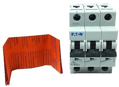 Eaton FAZ-B15/3 277VAC/125VDC 15 A 3 Pole Miniature Supplementary Protector