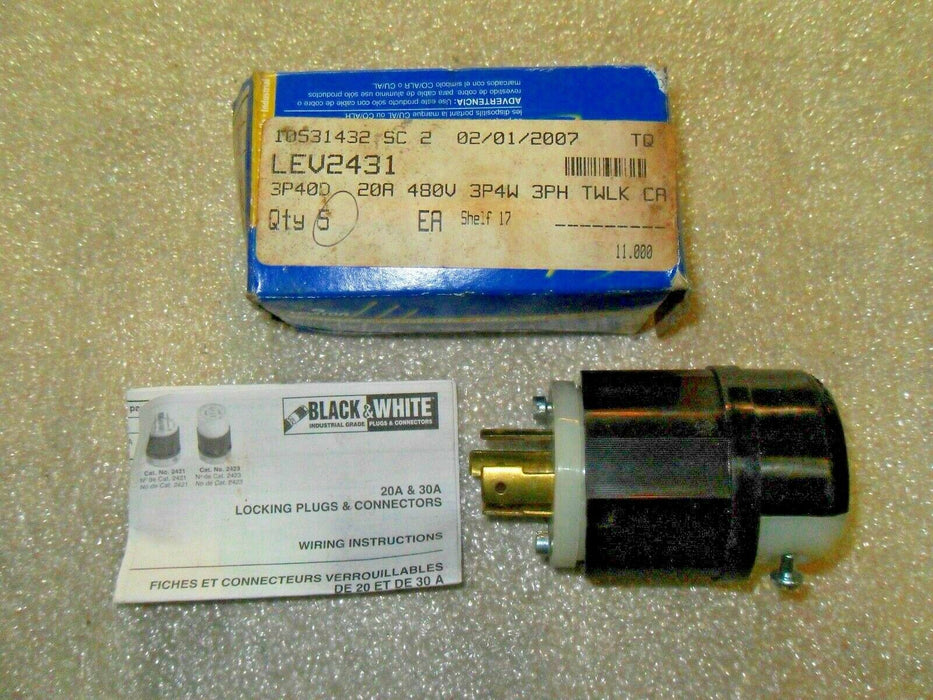 1 NIB LEVITON 2431 20A 480VAC 3 POLE PLUG