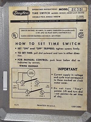 Dayton 2E351 Time Switch