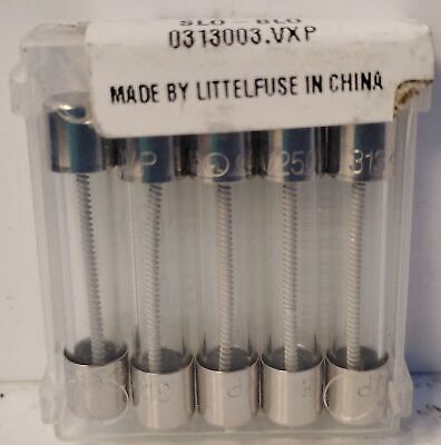 Littelfuse 313003P 250 V AC 3 A Slo-Blo Glass Fuses - Lot of 10