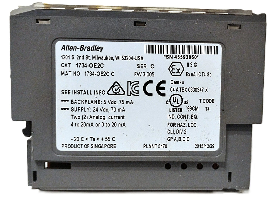 Allen-Bradley 1734-OE2C Ser C 24 V DC Analog PLC Output Module