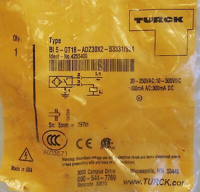 Turck BI 5 GT18-ADZ30X2-B3331/S34 4255400 Inductive Proximity Sensor