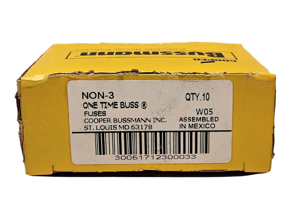 Bussmann NON-3 250 V AC 3 A One-Time Non-Current-Limiting Fast-Acting Fuse