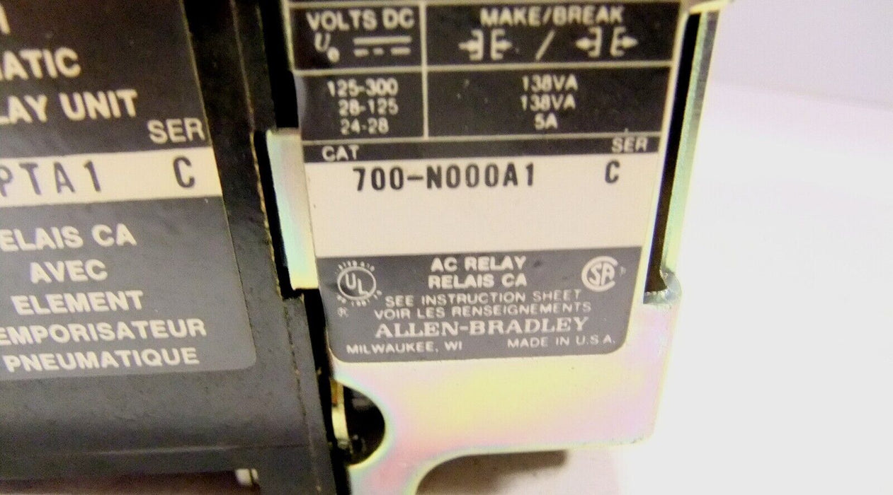 Allen-Bradley AC Relay with Pneumatic Timer 700-NPTA1